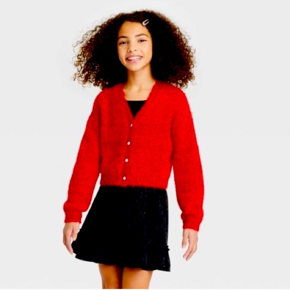 ART CLASS GIRLS RED CARDIGAN - Picture 1 of 5